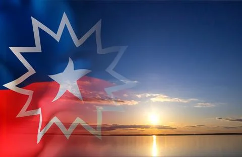 Juneteenth Flag against the sunset Stock Illustration