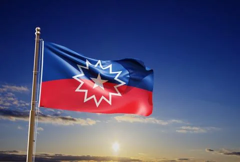 Juneteenth Flag against the sunset Stock Illustration
