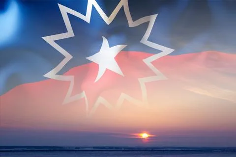 Juneteenth Flag against the sunset Stock Illustration
