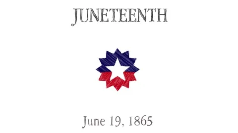 Juneteenth Flag and Holiday Date, Starburst Animation, 4K Video stock 154128493
