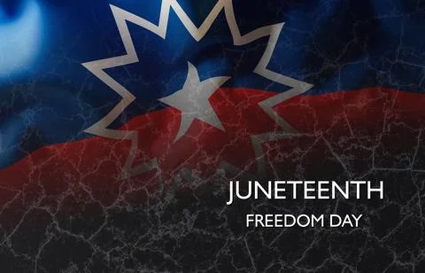 Juneteenth Flag on background of black marble stone Stock Illustration