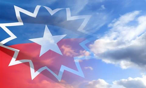 Juneteenth Flag with blue cloudy sky Illustrazione stock