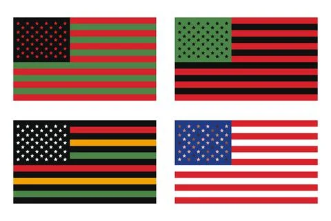 Juneteenth flags set vector illustration. Stock Illustration