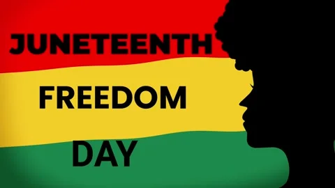 Juneteenth Freedom Day animation. Features a black silhouette Stock Footage 319389753