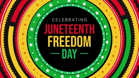 Juneteenth Freedom Day background 4K Animation with Colorful shapes Video stock 241791922