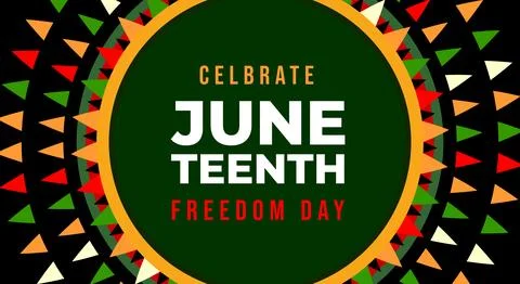 Juneteenth Freedom Day. Background design with blooming flower geometry orn.. Stock Illustration