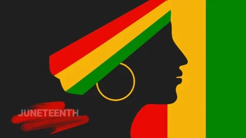 Juneteenth Freedom Day celebration animation with black woman silhouette Stock Footage 335955954