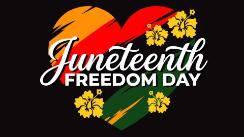 Juneteenth Freedom Day Celebration Background with Heart and Floral Theme 库存影片 334653902