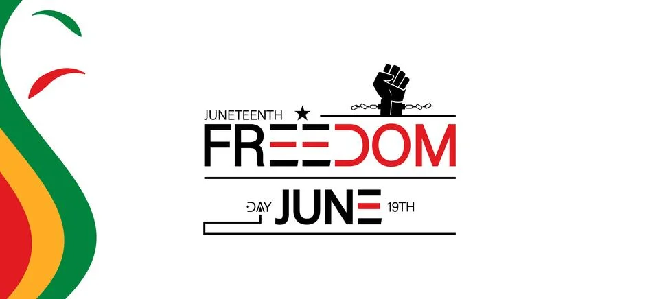 Juneteenth Freedom Day with Creative Typography Fist and Abstract Patterns イラスト素材