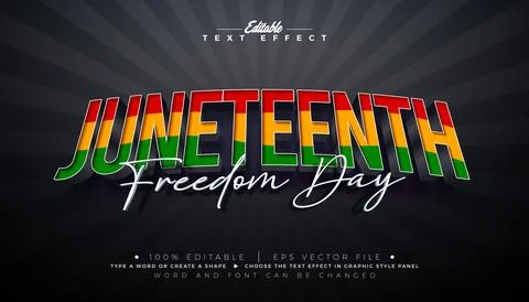 Juneteenth Freedom Day Editable Text Effect Graphic Style. African American.. Illustration