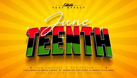 Juneteenth Freedom Day Editable Text Effect Graphic Style. African American J 库存插图