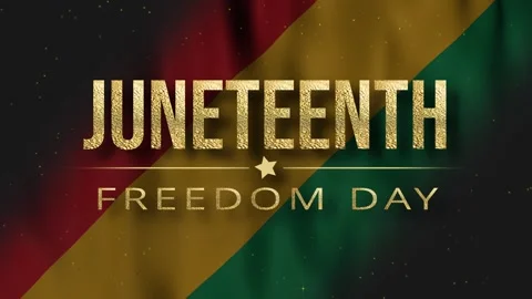 Juneteenth Freedom Day Gold Text Animation with Glowing Particles Stock Footage 335945567