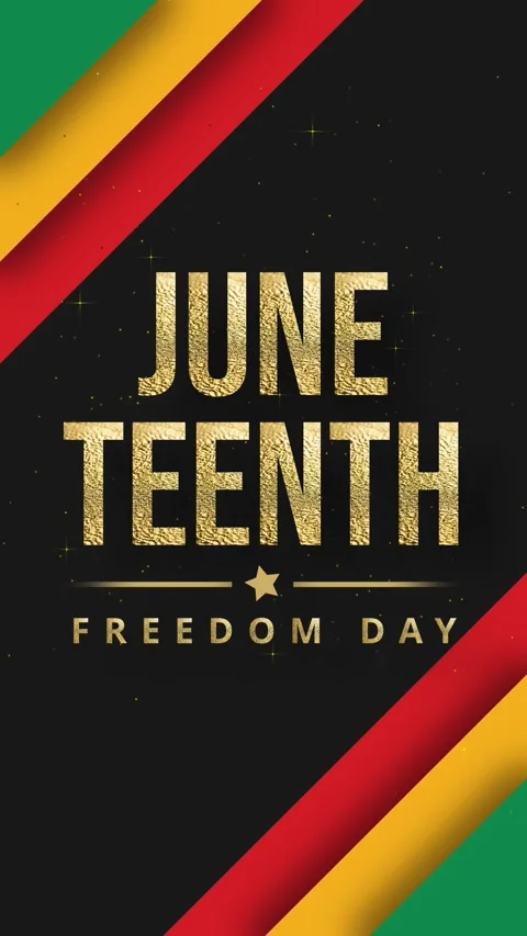 Juneteenth Freedom Day Golden Text Animation with Golden Glowing Particles Stock Footage 335927315