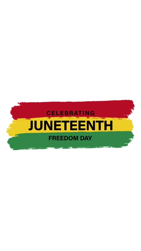 Juneteenth Freedom Day greeting text animation with Pan-African colors brush Stock-Footage 335679820