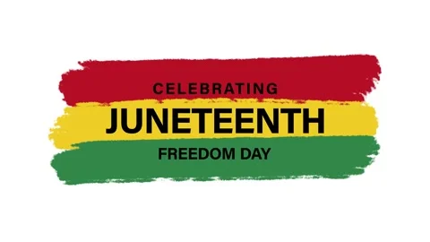 Juneteenth Freedom Day greeting text animation with Pan-African colors brush Vídeo Stock 335679827