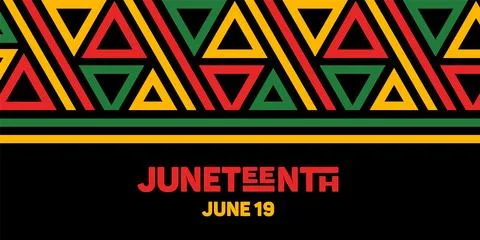 Juneteenth. Freedom Day. Horizontal bright banner. Lettering, ethnic abstract Stock Illustration