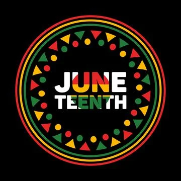 Juneteenth. Freedom Day. Square bright banner. Lettering, ethnic abstract Stock Illustration