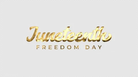 Juneteenth Freedom Day Text Animation with gold and silver colors Stock Footage 313817904