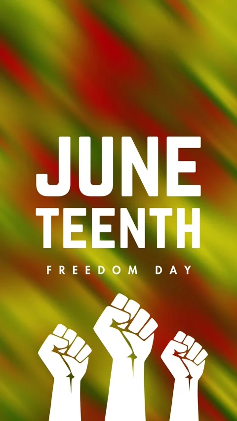Juneteenth Freedom Day text animation and Raised Fists on Abstract Background Stock-Footage 335862563