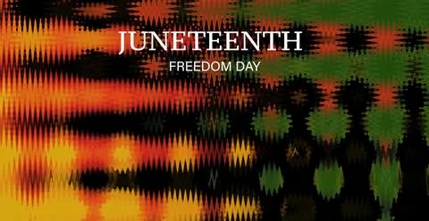 Juneteenth freedom day - text on black, red and yellow, green colors background Illustrazione stock