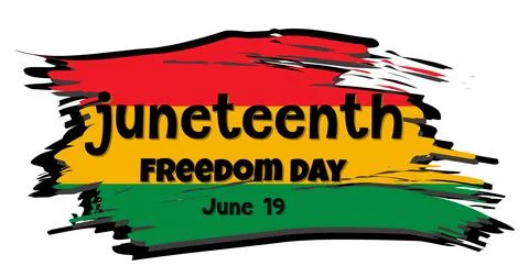 Juneteenth Freedom Day Vector Typography on Pan-African Flag Brush Stroke Stock Illustration