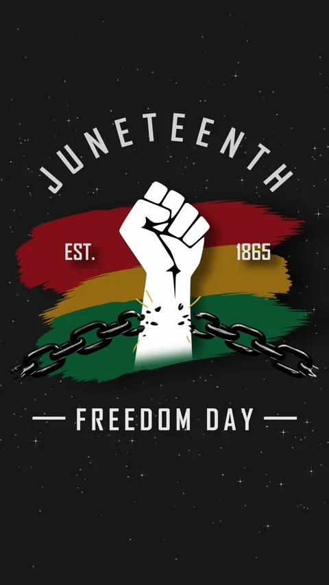 Juneteenth Freedom Day Vertical Video with Raised Fist Breaking Chains Stock Footage 336276132