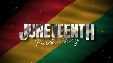 Juneteenth Freedom Day Video with Waving Flag Background Stock Footage 335804941