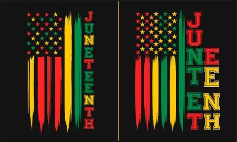 Juneteenth Freedom Flag Brush Stroke Vector Stock Illustration