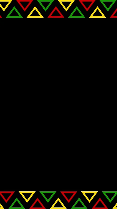 Juneteenth Pan-African colors geometric triangle outline border on black Stock Footage 335675642