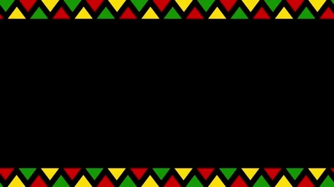 Juneteenth Pan-African colors geometric triangle border frame on black Stock Footage 336060189