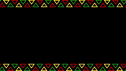 Juneteenth Pan-African colors geometric triangle outline border on black Stock Footage 336065530