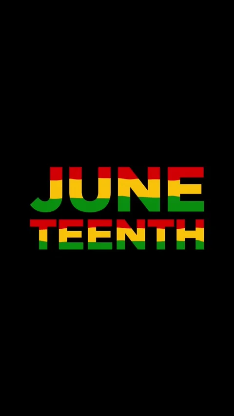 Juneteenth typography text with wavy Pan-African colors on black background. Stock-Footage 335436243