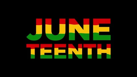 Juneteenth typography text with wavy Pan-African colors on black background. 스톡 동영상 335436245