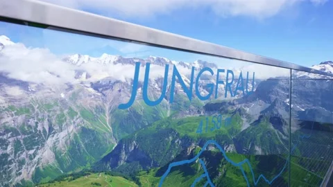 Jungfrau mountain, seen from observation deck. Swiss Alps summer. Top of Europe Stock Footage 223019024