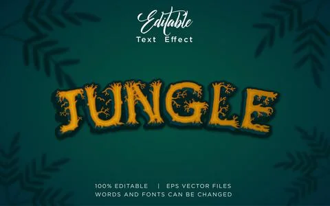Jungle 3D Editable Text Effect Vector Design Stock Illustration