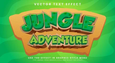 Jungle adventure 3d editable text effect Stock Illustration