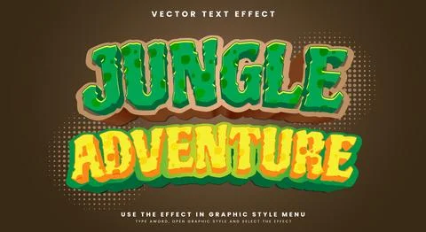 Jungle adventure 3d editable text effect Stock Illustration