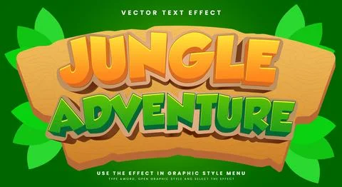 Jungle Adventure 3d editable text effect template Stock Illustration