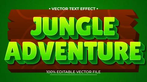 Jungle adventure Editable text Effect Comic Cartoon Quest Game tittle 3D Styl Stock Illustration