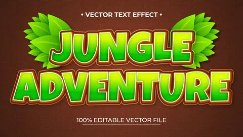 Jungle adventure Editable text Effect Comic Cartoon Quest Game tittle 3D Styl Stock Illustration