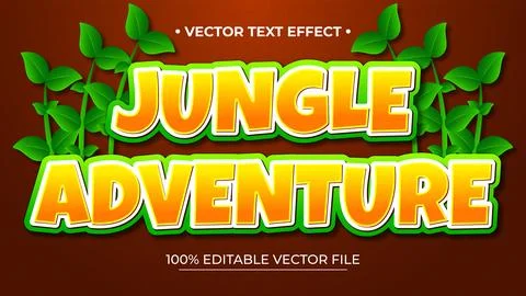 Jungle adventure Editable text Effect Comic Cartoon Quest Game tittle 3D Styl Stock Illustration