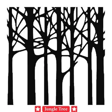 Jungle Adventure Quest  Dynamic Vector Jungle Tree Silhouettes Stock Illustration