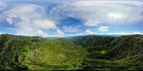 Jungle and mountains in Philippines. Equirectangular panoramic. 360-Degree view. 스톡 동영상 221166626