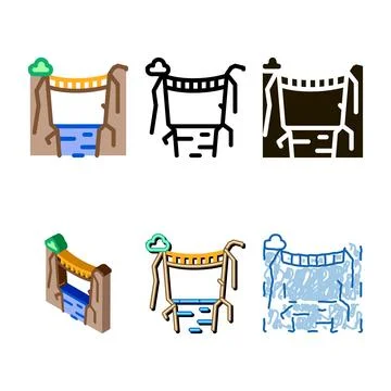 Jungle bridge icon vector outline minimal symbol Stock Illustration
