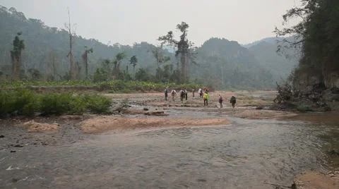 Jungle cave trekking Stockbeeldmateriaal 49061589