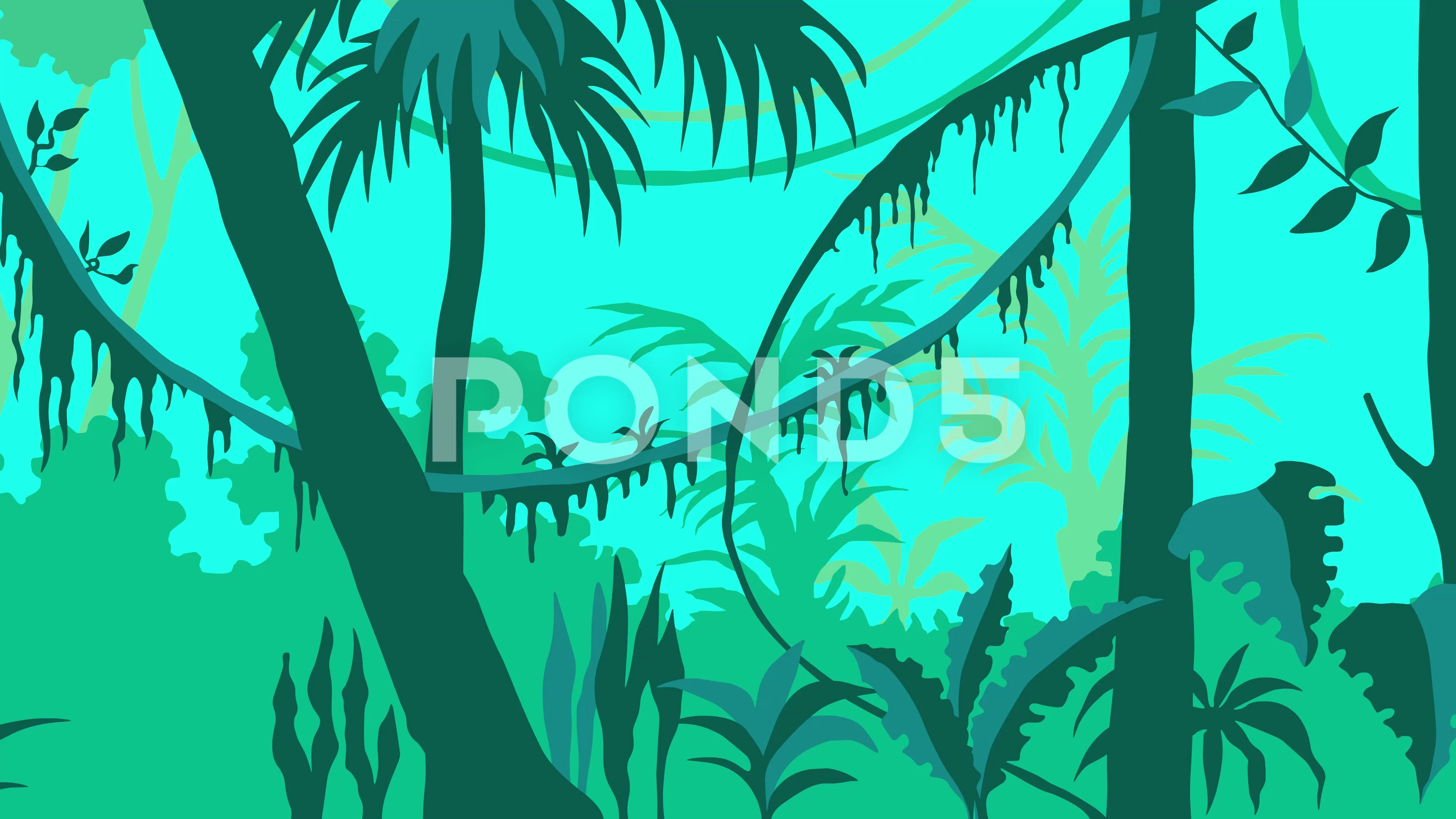 jungle flat loop background animation | Stock Video | Pond5