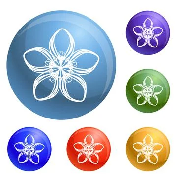 Jungle flower icons set vector Illustration