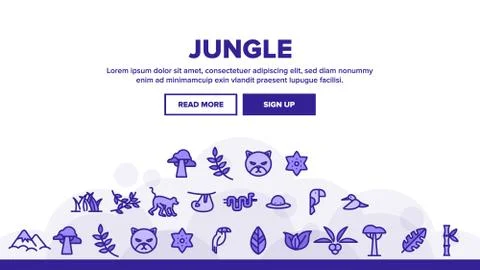 Jungle Forest Landing Header Vector 스톡 일러스트