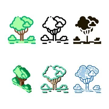 Jungle forest tree icon designs vector outline Stock Illustration