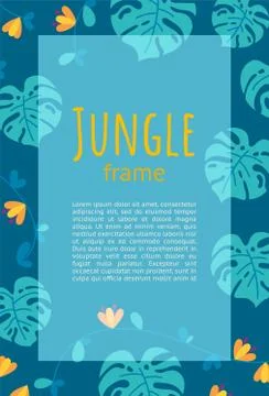 Jungle frame design for presentations and leaflets. Ready-made vertical design Stock-Illustration